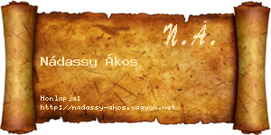 Nádassy Ákos névjegykártya